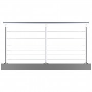 Garde corps à câbles tendus en inox sur mesure - Avec 5 ou 6 câbles - Main courante en bois ou inox