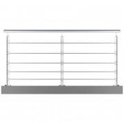 Garde corps à lisses en inox sur mesure - Avec 5 ou 6 lisses - Main courante en bois ou inox