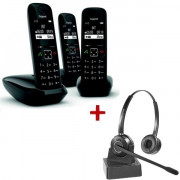 Gigaset AS690 DECT Trio +Casque Duo - Téléphone Sans Fil + Casque Téléphonique