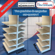 Gondole de magasin centrale ou murale - Hauteur : 1600 mm et 2100 mm
