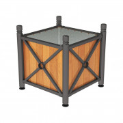 Bac à palmier acier et bois exotique - L 800 x l 800 x H 750 mm - pieds réglables