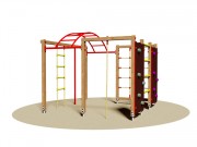 Jeu à grimper en bois pour enfants de 3 à 8 ans - Dim. L 230 x P230 x H195 cm