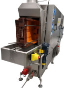 Laveuse de bacs verticale compacte - Capacité : jusqu'à 250 bacs/h - Rinçage intégré - Lavage en circuit fermé 