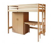Lit haut en bois pour collectivité - Structure en hêtre massif - 4 tailles disponibles 