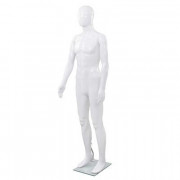  Mannequin Homme avec base en verre - Taille du corps : 185 cm – Polypropylène -  Blanc brillant