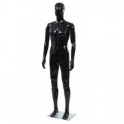  Mannequin Homme Noir Brillant - Taille du corps : 185 cm – Polypropylène (PP) -  Noir brillant