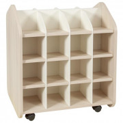 Meuble à doudous sur roulettes P'tits Toits - 32 cases - Structure panneaux de particules - L.650 x H.750 x P.450 mm