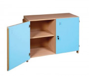 Meuble bas en bois pour enfant - À roulettes - Dim. L1090 x P470 x H800 mm 