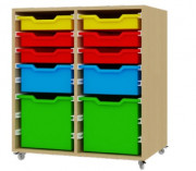 Meuble de rangement 6 à 16 bacs pour crèche - Dim. L365 x P452 x H778 mm