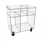 Meuble plexi à roulettes avec compartiments