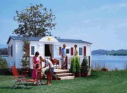 Mobil home à double vitrage sur porte d'entrée