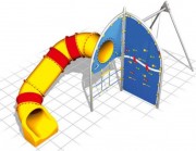 Jeu d'escalade pour enfants avec balançoire et toboggan - 3 à 12 ans - Dim. L755 x P160 x H300 cm