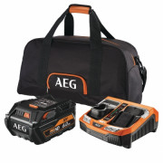 Pack batterie 6 Ah lithium 18 V AEG - Contenu pack : Batterie + Chargeur + sac de rangement