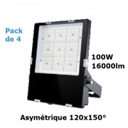 Pack de 4 projecteurs 100w asymétrique 4000k