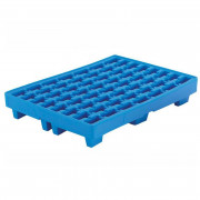 Palette de rétention en plastique - Fond et cotés perforés - Capacité : 35 L - L.1200 x l.800 x H.225 mm - Bleu