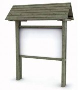 Panneau d'affichage extérieur en bois avec toit - H. poteau 300 cm