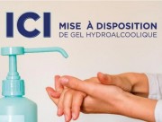 Panneau gel hydroalcoolique disponible