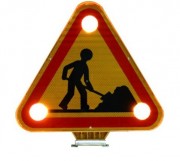 Triangle de signalisation lumineux de chantier 12/24v