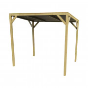 Pergola en bois pour table de pique nique - Longueur : 2250 mm - Toiture : clin plat en bois résineux