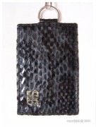 Porte-cartes en cuir avec attache mousqueton