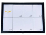 Porte menu LED en acier - Format : 4 x A4 - Acier noir martelé 
