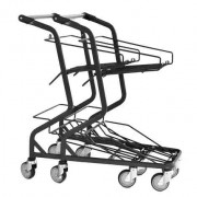 Chariot porte panier supermarché - 3 ou 2 paniers - Charge 50 kg
