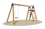 Portique balançoire avec filet à grimper