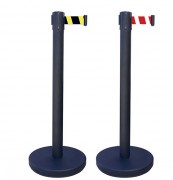 Poteau acier à sangle pour délimitation et guidage