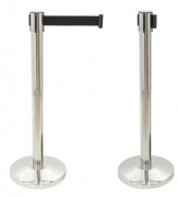 Poteau de guidage avec bande extensible argenté