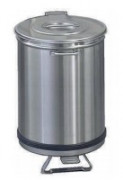 Poubelle cylindrique en inox - Diamètre : 460 mm - Hauteur : 605 mm