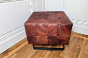 Pouf en cuir haut de gamme - Hauteur 45cm x Largeur 55cm
