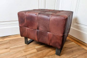 Pouf en cuir haut de gamme - Hauteur 45cm x Largeur 55cm