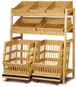 Présentoir à pain avec chariots osier