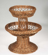 Présentoir en osier rond à 2 étages - Dim. Ø360/260 x H420 mm