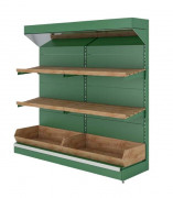 Présentoir fruits et légumes en bois 2 x 2 m - 2 niveaux