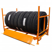 Rack ultra robuste pour pneu poids lourd et bus - Capacité : 8 pneus Ø112 cm - Charge : 1100 kg - Dimension : L238 cm x l122 cm x H143 cm