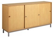 Meuble bas rangement scolaire 3 portes coulissantes - 3 rangées de 2 tablettes réglables - L.1800 x H.950 x P.453 mm
