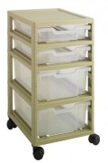 Chariot de rangement pour maternelle sur roulettes en polypropylène - 3, 4 ou 6 tiroirs