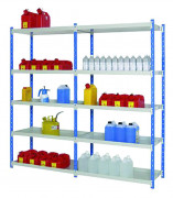 Rayonnage avec bacs de rétention - Capacité : jusqu'à 36,5 L - Dim. L1000 x P400 à 800 mm