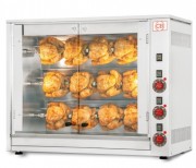 Rôtissoire électrique professionnelle 5 à 15 kW - 3 à 5 broches - Capacité de 12 à 30 poulets