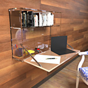 Secrétaire murale pliable en Plexiglas - L.75 cm  x P.20 cm x H.55 cm