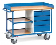 Servante d'atelier 4 tiroirs - 2 plateaux - Charge 400 kg