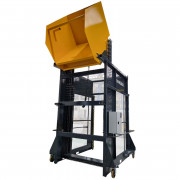 Skip de vidange sur roues - Charge maxi : 500 kg à 0,50 m du tablier - Inclinaison : 135°