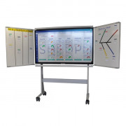 Support aluminium avec tableau rabattable pour e-meeting 65''