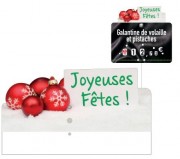 Surmontoir étiquette "Joyeuses Fêtes" - Dimensions : 9,5x5,5 cm - PVC
