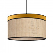 Suspension en raphia et coton jaune moutarde