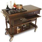 Table à flamber avec 2 feux à gaz sur roulettes - Dim. L1200 x l525 x H850 mm