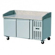 Table à pizza a 2 portes professionnelle en acier - Dégivrage automatique - Dimensions intérieures : L 1052 x P 630 x H 589 mm
