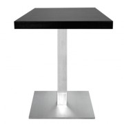 Table carrée en bois mélaminé - Piètement en inox brossé