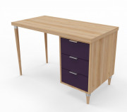 Table de bureau avec 3 tiroirs - Piètement hêtre massif - Panneau mélaminé de 19 mm  - patins plastiques